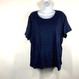 Croft & Barrow navy blue polka dot tee size 2X